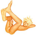  1boy 3d anus ass barefoot blonde_hair blue_eyes feet kingdom_hearts looking_at_viewer male_focus masturbation nude penis solo sora_(kingdom_hearts) testicles toes 