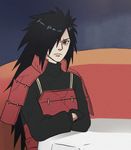  1boy armor long_hair male_focus naruto sharingan solo uchiha_madara 