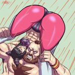  1girl abs ass battle cameltoe chest_hair han_juri kinniku_buster mad mizaru mohawk muscle_buster piledriver street_fighter street_fighter_iv super_street_fighter_iv thick_thighs toned wide_hips wrestling zangief 