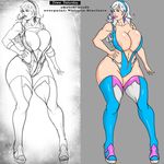  1girl artist_request breasts copyright_request drew_saturday female large_breasts nipples tagme white_hair 