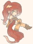  boots chibi elbow_gloves gloves green_eyes high_heel_boots high_heels long_hair ponytail pyrrha_nikos rapop red_hair rwby 