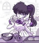  apron bottle cat cherry cupcake flower food fruit hair_flower hair_ornament kunou_kodachi poison ranma_1/2 side_ponytail solo wanta_(futoshi) whisk 