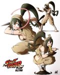  1girl asui_tsuyu boku_no_hero_academia cowboy_shot fighting_stance green_hair highres ibuki_(street_fighter)_(cosplay) kellzallday30 legs_apart long_hair looking_at_viewer solo street_fighter 