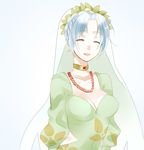  1girl blue_hair braid breasts choker cleavage dress eyes_closed grune_(tales) necklace open_mouth short_hair tales_of_(series) tales_of_legendia veil 