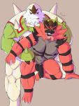  abs balls belly_buldge chesnaught claws cum difference drooling felid feline incineroar male male/male mammal muscular nintendo pecs penis pok&eacute;mon pok&eacute;mon_(species) radcanine saliva scripes sex size spikes stripes teeth tongue video_games 