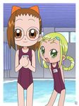  asuka_momoko blonde_hair brown_hair child fujiwara_hazuki hatomugisan ojamajo_doremi swimsuit 