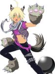  1boy animal_ears animal_tail ball_and_chain blonde_hair cat_ears cat_tail emil_castagnier fang full_body green_eyes male_focus midriff official_art paws tail tales_of_(series) tales_of_link tales_of_symphonia tales_of_symphonia_knight_of_ratatosk 