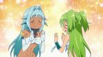  2girls abs animated animated_gif blue_hair green_hair levia-san lowres mermaid multiple_girls muromi-san namiuchigiwa_no_muromi-san pattycake 