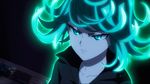  animated animated_gif glowing glowing_eyes green_eyes green_hair one-punch_man psychic solo tatsumaki 