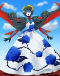  autobot blue_eyes dress flower lipstick makeup mecha_girl transformers windblade_(transformers) wings 