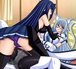 animal_ears ass bare_shoulders bed black_eyes black_hair black_legwear blue_eyes blush bow breast_grab breasts cameltoe cat_ears cat_tail crossover elbow_gloves eye_contact female from_behind girl_on_top glasses gloves grabbing hair_bow infinite_stratos large_breasts long_hair looking_at_another multiple_girls open_mouth panties panties_under_pantyhose pantyhose partially_visible_vulva purple_panties restia_ashdoll sarashiki_kanzashi seirei_tsukai_no_blade_dance seraphina shy sideboob silver_hair skirt smile tail thighhighs underwear yuri 
