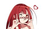  elesis_(elsword) elsword glasses google heart highres one_eye_closed red-framed_eyewear red_hair text_focus transparent_background 