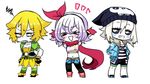  artist_name black_sclera flowey_(undertale) freckles full_body genderswap gijinka multiple_girls papyrus_(undertale) personification sans simple_background undertale white_skin xd 