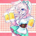  alcohol artist_request beer blue_eyes dirndl furry german_clothes long_hair oktoberfest one_eye_closed pink_hair 