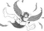  1boy abs anus barefoot feathered_wings feathers feet hair_ornament kid_icarus looking_at_viewer muscle naughty_face pecs penis pit_(kid_icarus) pubic_hair short_hair solo szadek testicles toes uncensored wings 