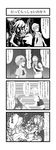  4koma absurdres bat_wings check_translation comic dress greyscale hat highres izayoi_sakuya mob_cap monochrome multiple_girls remilia_scarlet short_hair soramimi_(seiga) touhou translated translation_request wings 