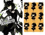  :p black_dress black_hair black_rock_shooter chibi curly_hair dead_master dress horns scythe smile solo star starshadowmagician tongue tongue_out wings 