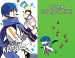  blue_eyes blue_hair blue_scarf chibi dual_persona food headset ice_cream kaito male_focus popsicle scarf smile star starshadowmagician vocaloid watermelon_bar 