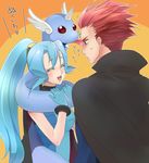  1girl bad_id bad_pixiv_id blue_eyes blue_hair blush cape cousins dragonair gen_1_pokemon gym_leader ibuki_(pokemon) kujiramu licking pokemon pokemon_(creature) pokemon_(game) pokemon_hgss red_eyes red_hair wataru_(pokemon) 