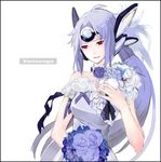  blue_hair dress flower kos-mos kos-mos_ver._4 long_hair red_eyes sakumi solo wedding_dress xenosaga xenosaga_episode_iii 