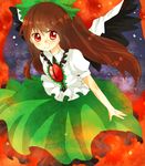  bad_id bad_pixiv_id long_hair red_eyes reiuji_utsuho solo touhou wings zawameki 