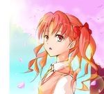  cherry_blossoms long_hair nyaoki orange_eyes orange_hair school_uniform shirai_kuroko solo sweater_vest to_aru_kagaku_no_railgun to_aru_majutsu_no_index twintails 