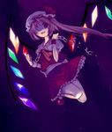  akr_et bad_id bad_pixiv_id blonde_hair chain dark evil_smile flandre_scarlet flying glowing hat looking_at_viewer one-eyed red_eyes short_hair side_ponytail smile solo touhou wings 