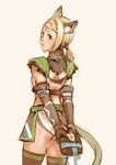  animal_ears arms_behind_back ass bad_id bad_pixiv_id branch_(blackrabbits) final_fantasy final_fantasy_xi gift holding holding_gift looking_back mithra short_hair solo tail thighhighs 