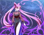  bishoujo_senshi_sailor_moon black_lady chibi_usa crystal_earrings dress earrings facial_mark forehead_mark jewelry long_hair older pink_hair see-through sen_(senpani) shawl side_slit solo twintails very_long_hair 