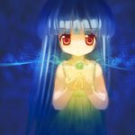  bad_id bad_pixiv_id ball blue_hair dress furude_rika higurashi_no_naku_koro_ni long_hair okayu_(crosspoint) orb red_eyes solo sundress 