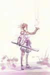  armor copyright_request monochrome purple short_hair sketch solo sword tamago_(yotsumi_works) weapon 
