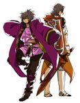  armor bad_id bad_pixiv_id black_hair cape dual_persona long_hair male_focus multiple_boys ponytail raven_(tales) sanada_(sappu) schwann_oltorain spoilers surcoat sword tales_of_(series) tales_of_vesperia weapon white_background 