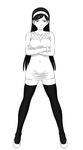  1girl artist_request breasts female gunbuster_pose hairband kumashiro_maya legs looking_at_viewer monochrome seikimatsu_occult_gakuin solo 