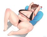  1girl anal_hair areola_slip areolae armpit_hair belly bikini black_bikini breasts brown_hair cameltoe deeezel female glasses happy_trail large_breasts looking_at_viewer mei-ling_zhou mei_(overwatch) navel overwatch plump pubic_hair sagging_breasts solo spread_legs stomach sweat swimsuit thong_bikini 
