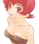  1girl bare_shoulders breasts cleavage iria_animi open_mouth red_eyes red_hair short_hair tales_of_(series) tales_of_innocence 