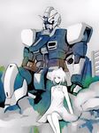  1girl artist_request dress gundam gundam_cross_dimension_0079 mecha mobile_suit_gundam pixie_gundam 