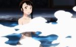  1girl animated animated_gif blush brown_eyes brown_hair close-up female looking_at_viewer nisekoi nude onodera_kosaki onsen solo steam tagme water 