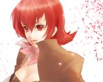  1girl breasts cleavage iria_animi jacket lips red_eyes red_hair scarf short_hair solo tales_of_(series) tales_of_innocence 