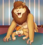  absurd_res age_difference anal anal_penetration anthro baltnwolf_(artist) bed bedroom belly big_dom_small_sub cub digital_media_(artwork) father felid feline from_behind_(disambiguation) grabbing_sheets head_tuft hi_res incest lion looking_pleasured male male/male mammal mane open_mouth pantherine parent penetration size_difference son tongue tongue_out young 
