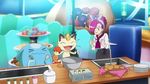  1girl animated animated_gif food meowth musashi_(pokemon) pokemon pokemon_(anime) red_hair team_rocket wobbuffet 