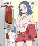  2girls artist_request blue_eyes blue_hair blush gooberman_(kdk5011) locker_room multiple_girls npc_trainer pokemon pokemon_oras shorts team_magma team_magma_grunt team_magma_grunt_(remake) yuuki_(pokemon) 