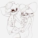  2019 animal_humanoid beauty_mark bedroom_eyes blush bow breasts callie_(splatoon) cephalopod cephalopod_humanoid cleavage clothed clothing cousins dress duo ear_piercing ear_ring exotic_pupils fangs female female/female gloves grope hair half-closed_eyes hi_res humanoid incest inkling long_hair looking_aside marie_(splatoon) marine marine_humanoid mollusk mollusk_humanoid monochrome nervous nintendo piercing pointy_ears seductive short_hair sitting splatoon squid_sisters_(splatoon) standing tentacle_hair tentacles unknown_artist video_games 