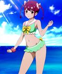  1girl ocean panties red_hair sky smile solo standing stitched swimsuit tokonome_mamori underwear valkyrie_drive valkyrie_drive_-mermaid- 