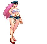  1girl animated animated_gif blowing_kiss final_fight high_heels navel pink_hair poison_(final_fight) short_shorts 