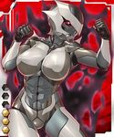  armor aura bodysuit breasts card_(medium) full_armor glowing glowing_eyes haruma_saku helmet kokonoki_nao solo taimanin_asagi taimanin_asagi_battle_arena 