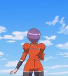  1girl animated animated_gif ass black_legwear correa_(pokemon) female nintendo pokemon pokemon_(anime) purple_hair short_hair sky solo team_flare 