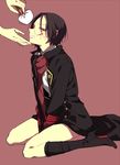  1boy black_hair blood cuts doudoude_dou high_heels injury japanese_clothes kashuu_kiyomitsu long_hair male_focus mole mole_under_mouth ponytail red_eyes red_scarf scarf shoes touken_ranbu 