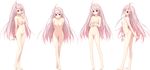  absurdres ahoge akata_itsuki alpha_(kokoro_rista) arms_behind_back ass barefoot blush bracelet braid breasts censored full_body hand_on_own_cheek hands_together highres jewelry kokoro_rista! long_hair looking_at_viewer medium_breasts mosaic_censoring multiple_views navel nipples nude official_art open_mouth pink_eyes pink_hair pussy smile transparent_background 