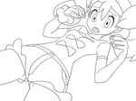  aruni monochrome nintendo open_mouth pokemon pokemon_(game) pokemon_xy sana_(pokemon) shorts 