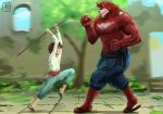  2018 age_difference anthro biceps brown_fur clothed clothing digital_media_(artwork) fur hi_res human kumatetsu kyuta male mammal muscular muscular_male physen size_difference the_boy_and_the_beast ursid 
